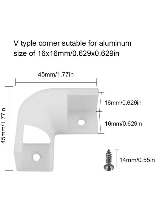LAMAY 10pcs Led Aluminum Channel Corner Kit for Led Strip Lights L Shape 45x45 90 Degree Connectors Suit for V Shape Kitchen Cabinets LED Aluminum System 16x16mm with Screw (Size : A) - Image 2